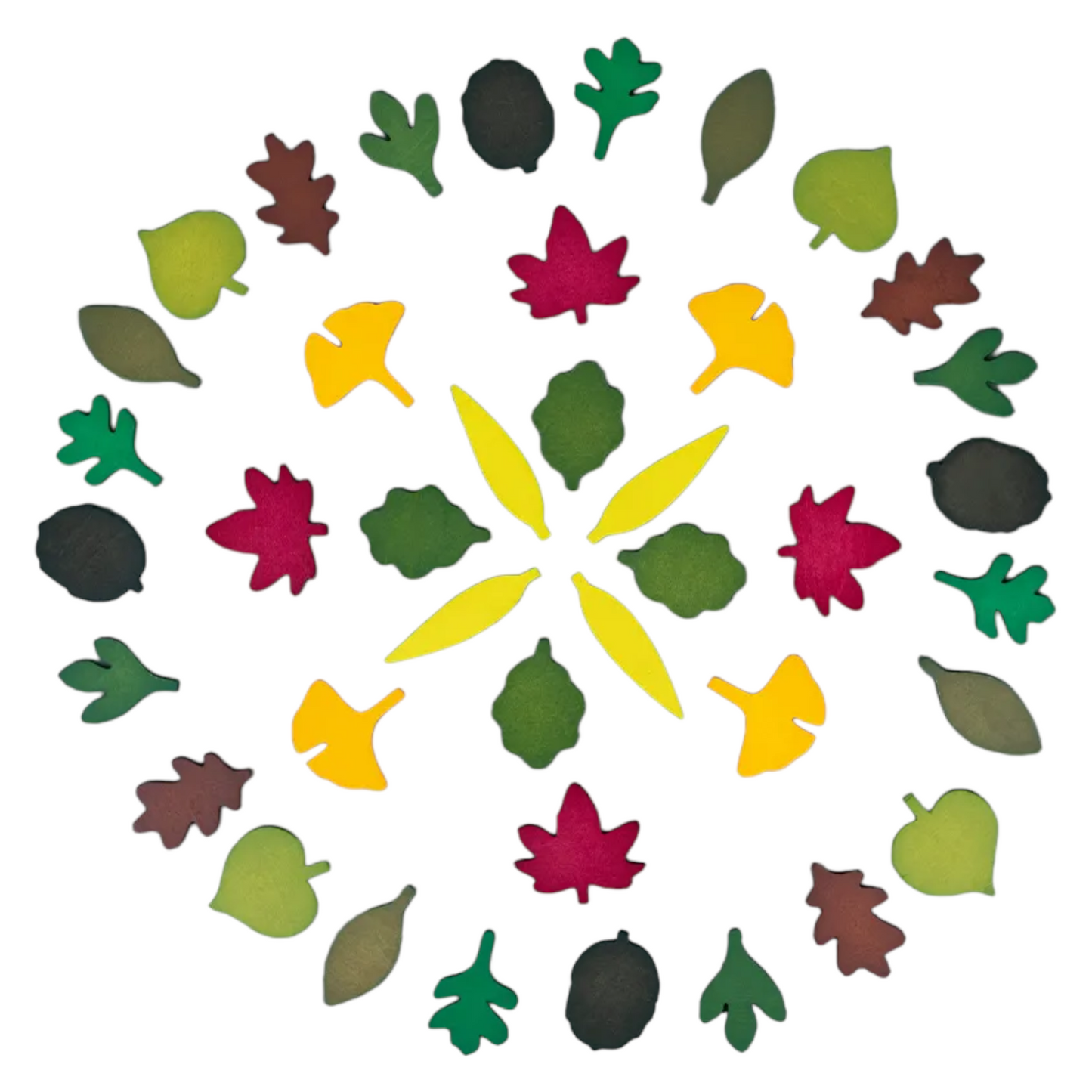 40 pcs woodland leaves wooden forest leaves set