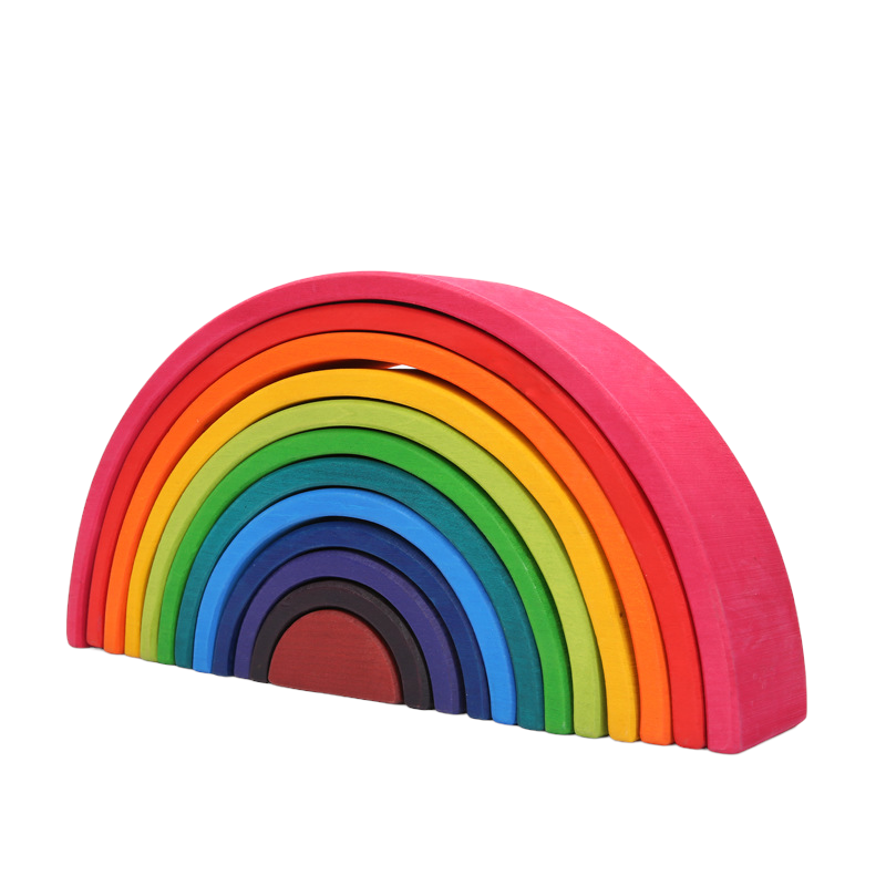 12 pcs large wooden rainbow stacking blocks in primary colors