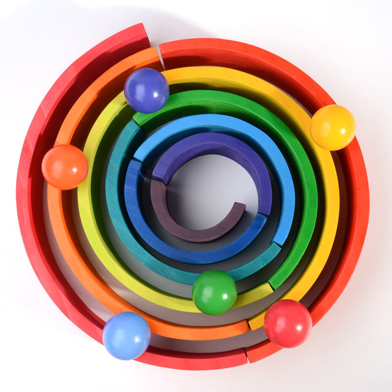 6 pcs wooden balls in rainbow colors diameter 1.8 inches