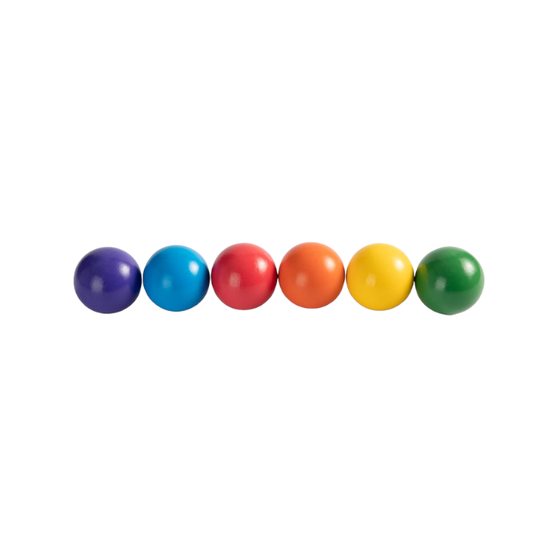 6 pcs wooden balls in rainbow colors diameter 1.8 inches