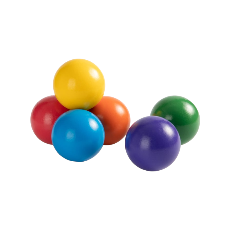 6 pcs wooden balls in rainbow colors diameter 1.8 inches