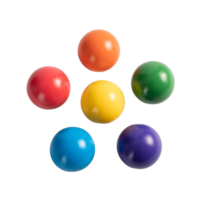 6 pcs wooden balls in rainbow colors diameter 1.8 inches
