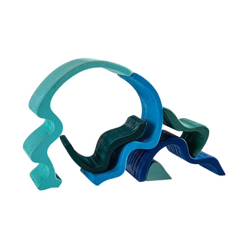 6 pcs wooden water wave stacking blocks