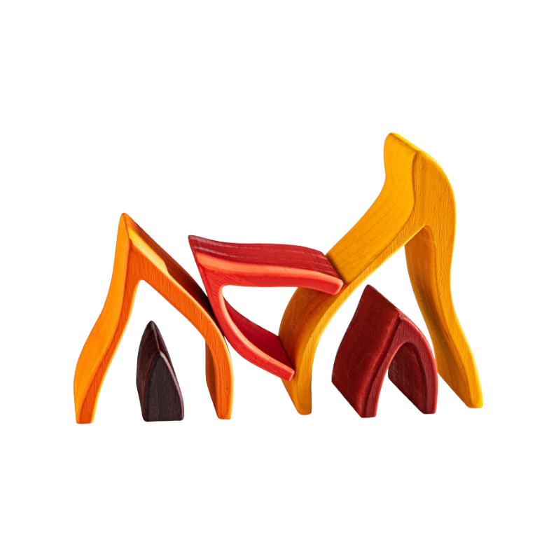 5 pcs wooden fire stacking blocks