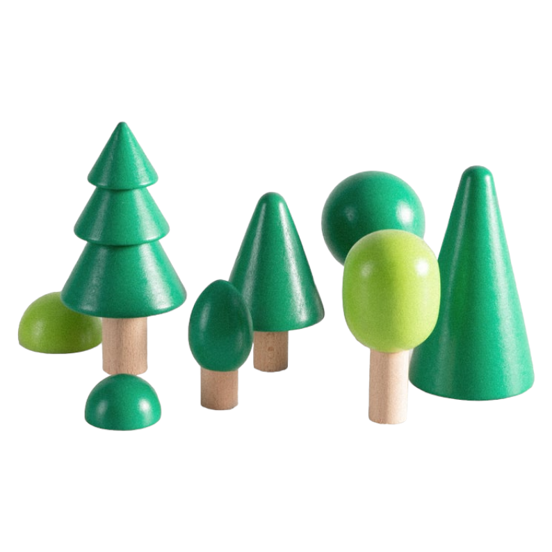 8 pcs wooden trees toy set