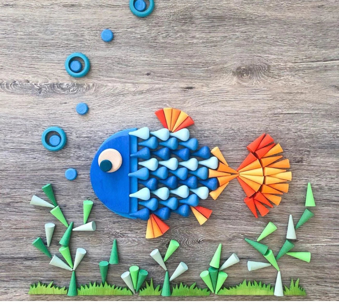 36 pcs wooden coins and 36 pcs wooden rings set (total of 72 pcs)