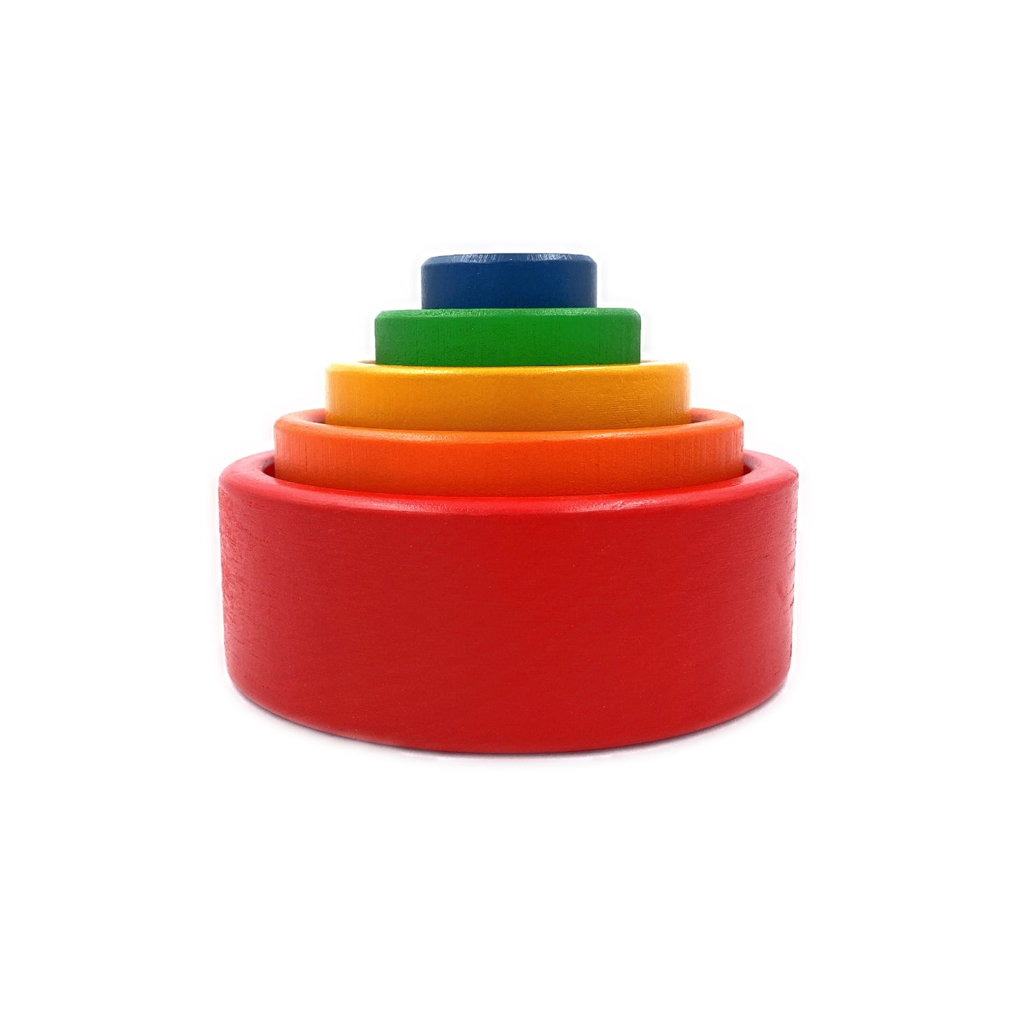 5 pcs wooden stacking nesting cup bowl set in primary rainbow color