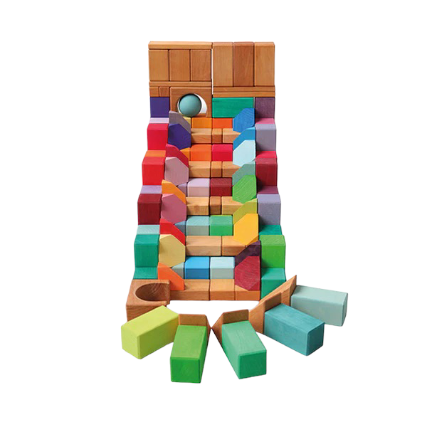 **pre-order (ships in 1-2 weeks)**18 pcs wooden cornerstone building blocks set in primary rainbow colors