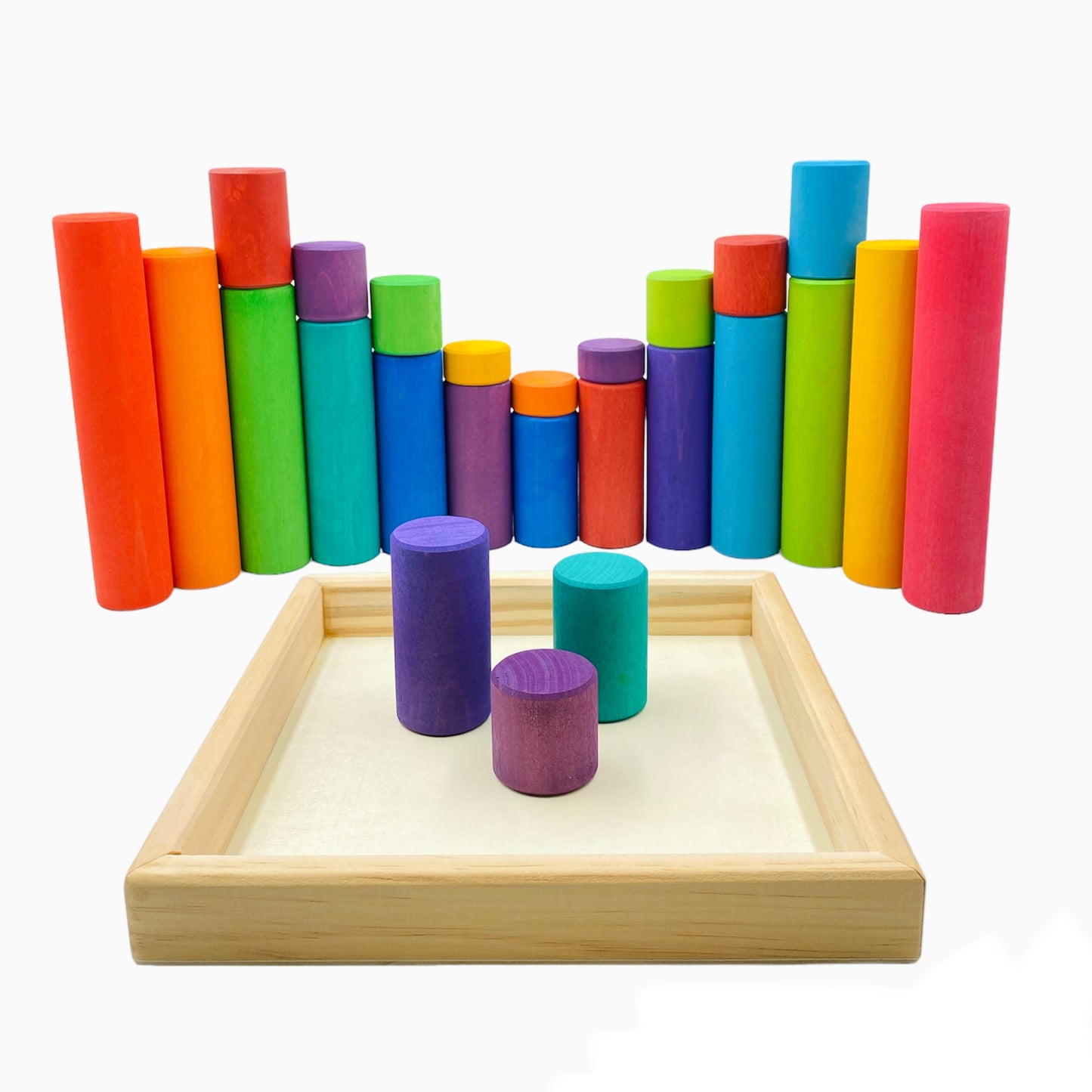 **pre-order (ships in 2-3 weeks)**25 pcs stained large building rollers rainbow with storage tray
