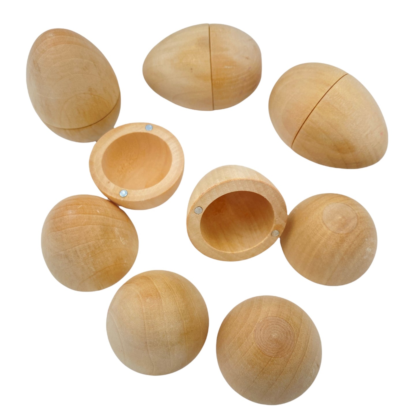 6 pcs magnetic natural wooden eggs