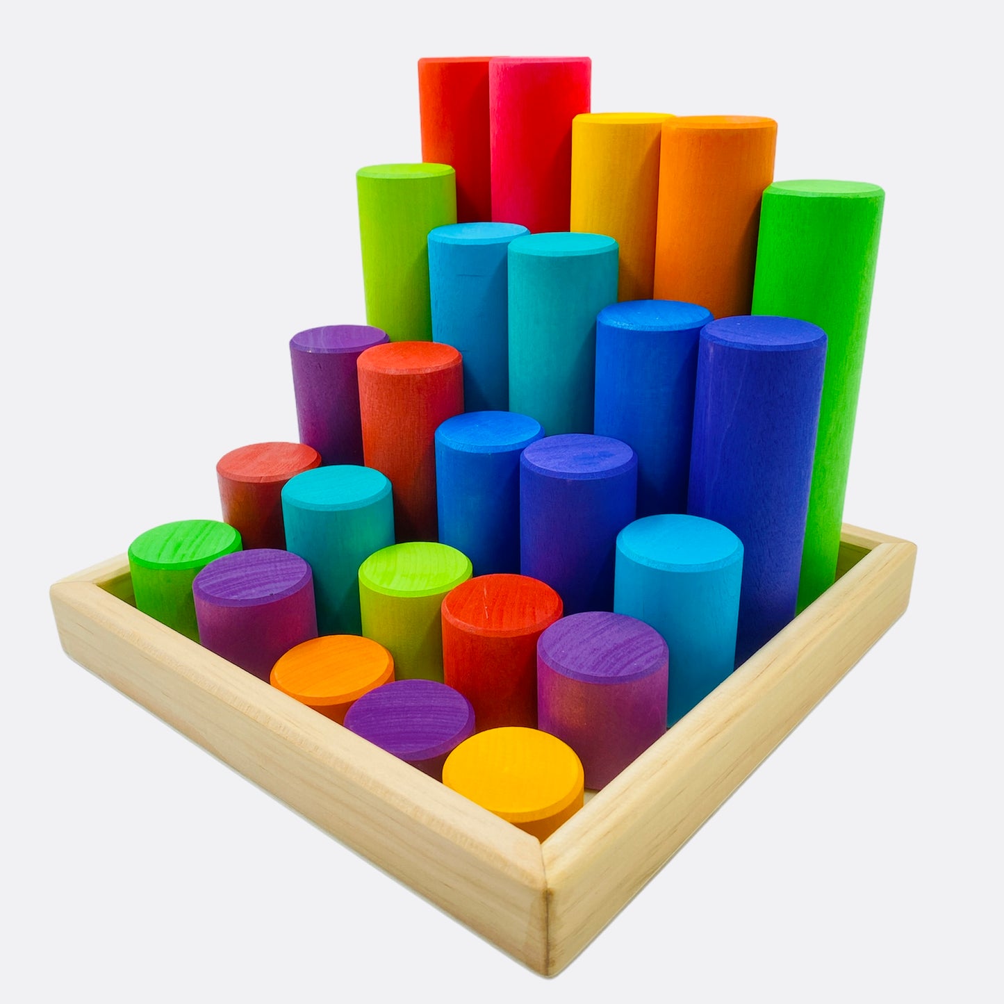 **pre-order (ships in 2-3 weeks)**25 pcs stained large building rollers rainbow with storage tray