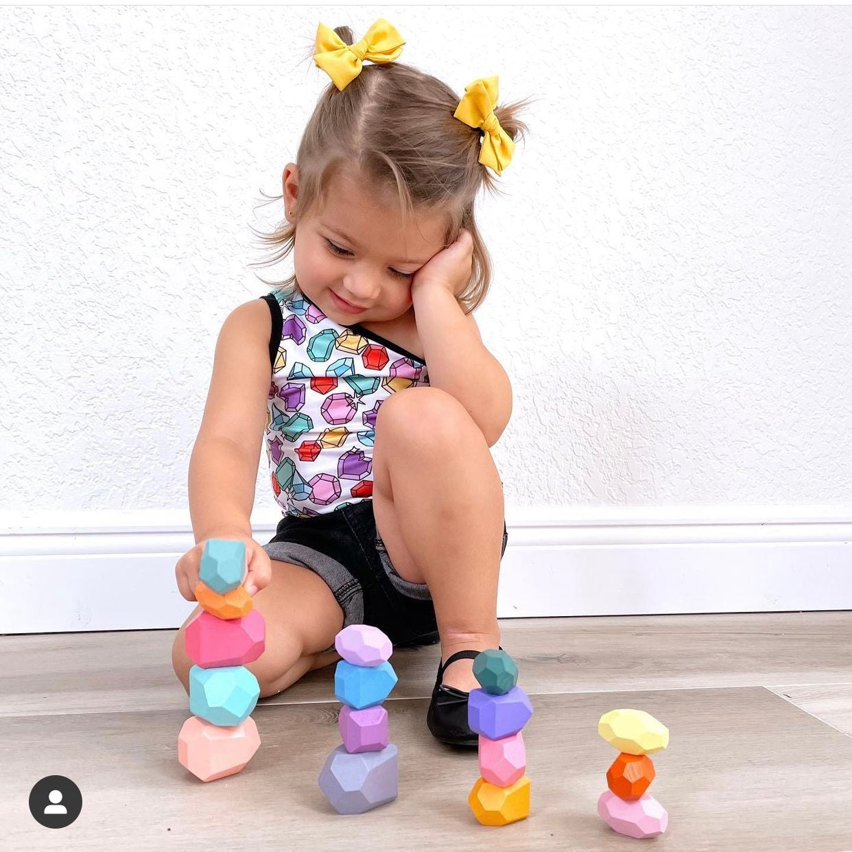 16 pcs wooden stone balancing stacking blocks in pastel/macaron colors