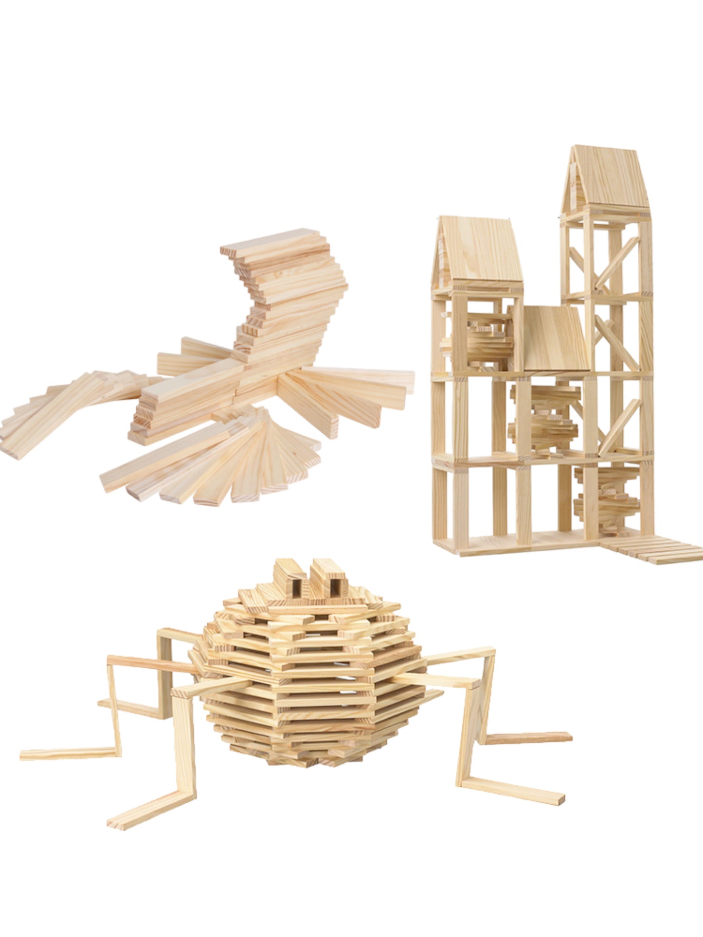 120 pcs natural wooden building planks set