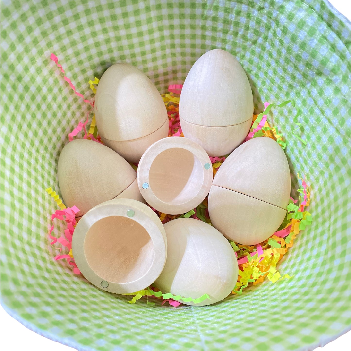6 pcs magnetic natural wooden eggs