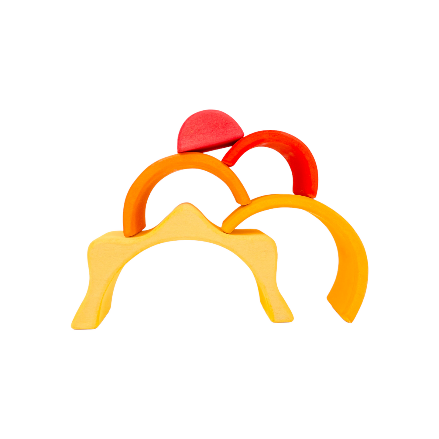 5 pcs stained mini size wooden sun rainbow stacker