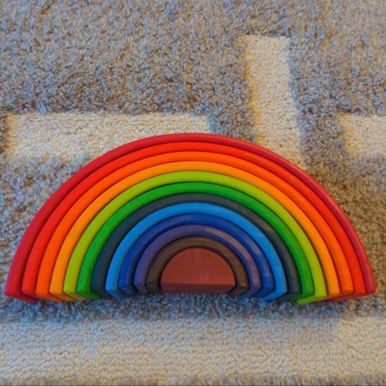 12 pcs large wooden rainbow stacking blocks in primary colors