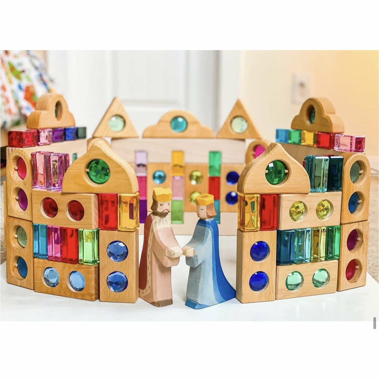 12 pcs rainbow fairytale window blocks with storage tray