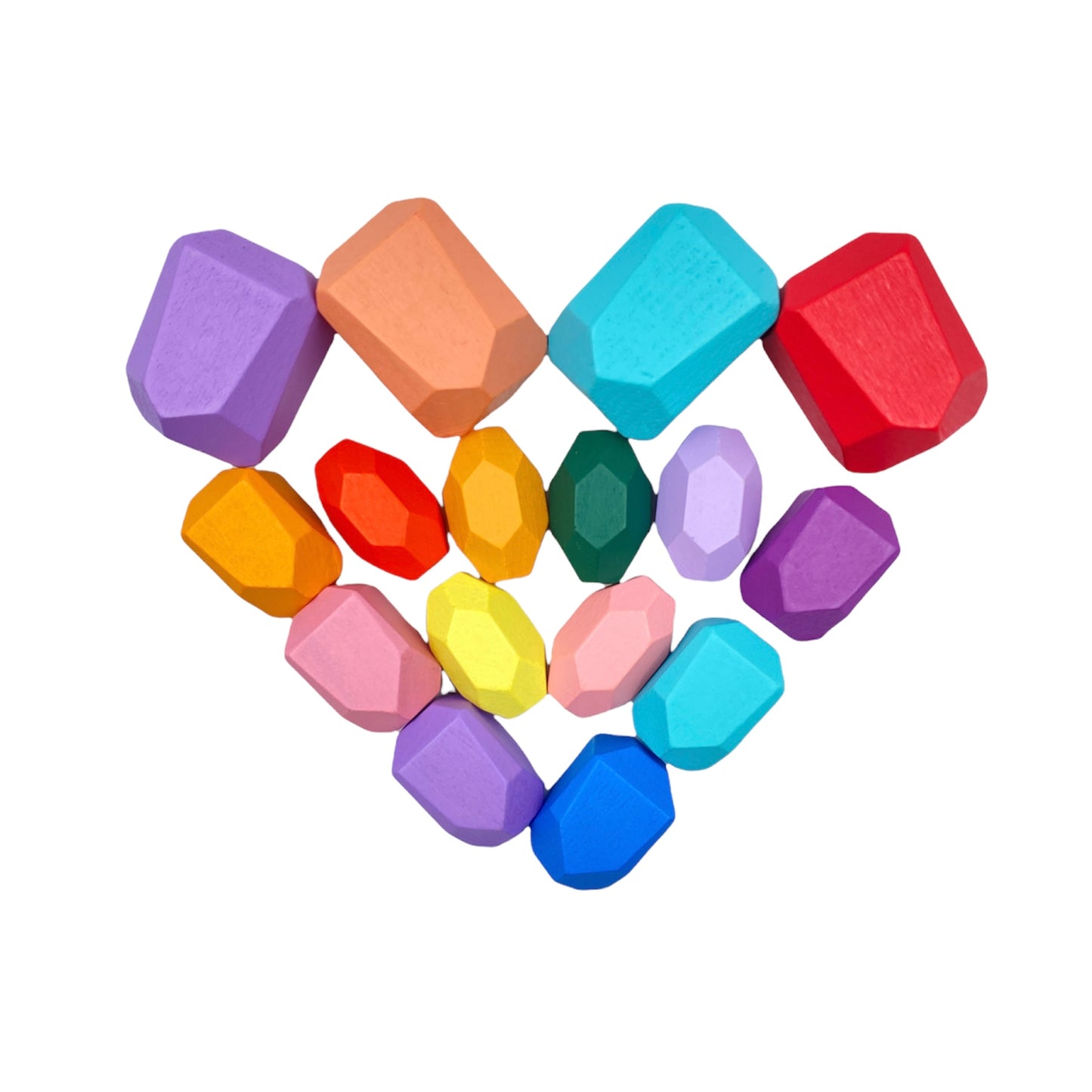 16 pcs wooden stone balancing stacking blocks in pastel/macaron colors