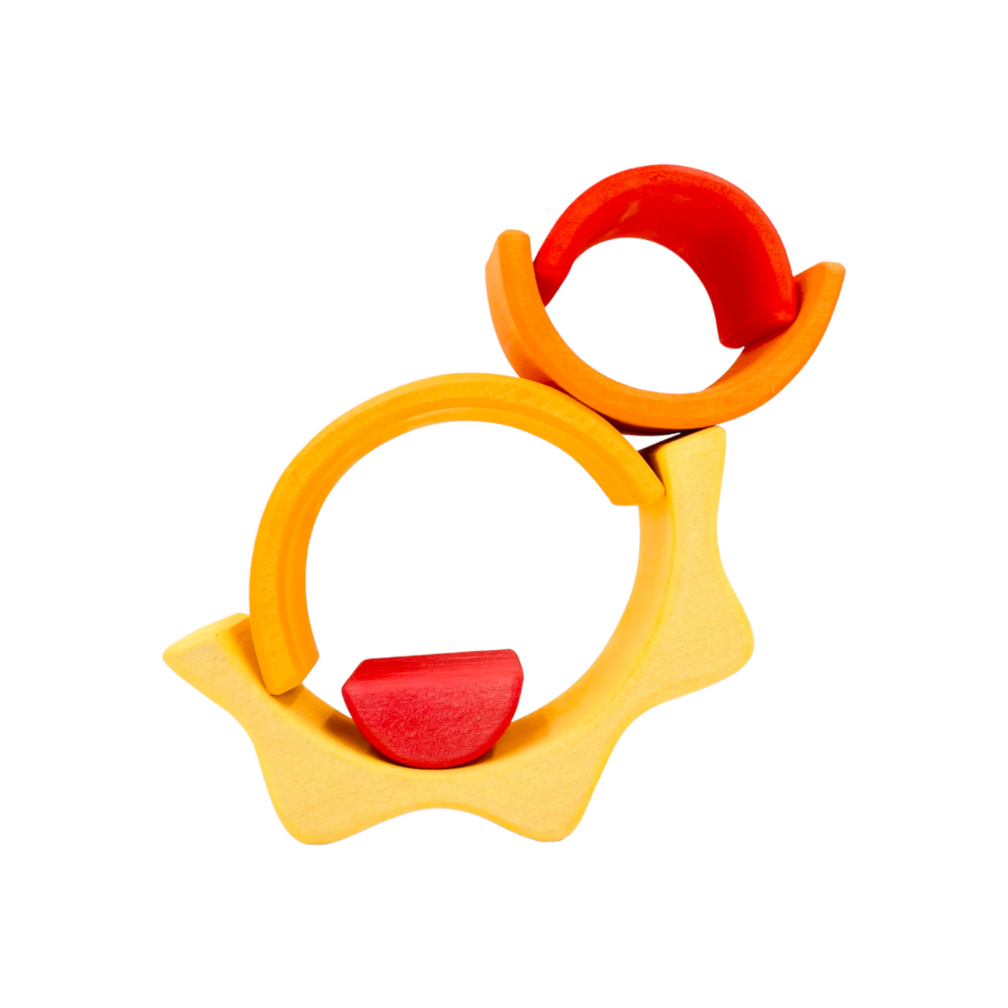 5 pcs stained mini size wooden sun rainbow stacker