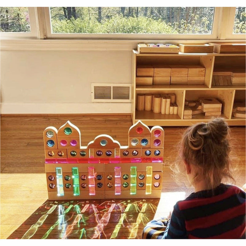 **pre-order (ships in 2-3 weeks)**64 pcs rainbow stones & 6 interlocking slats set with storage tray