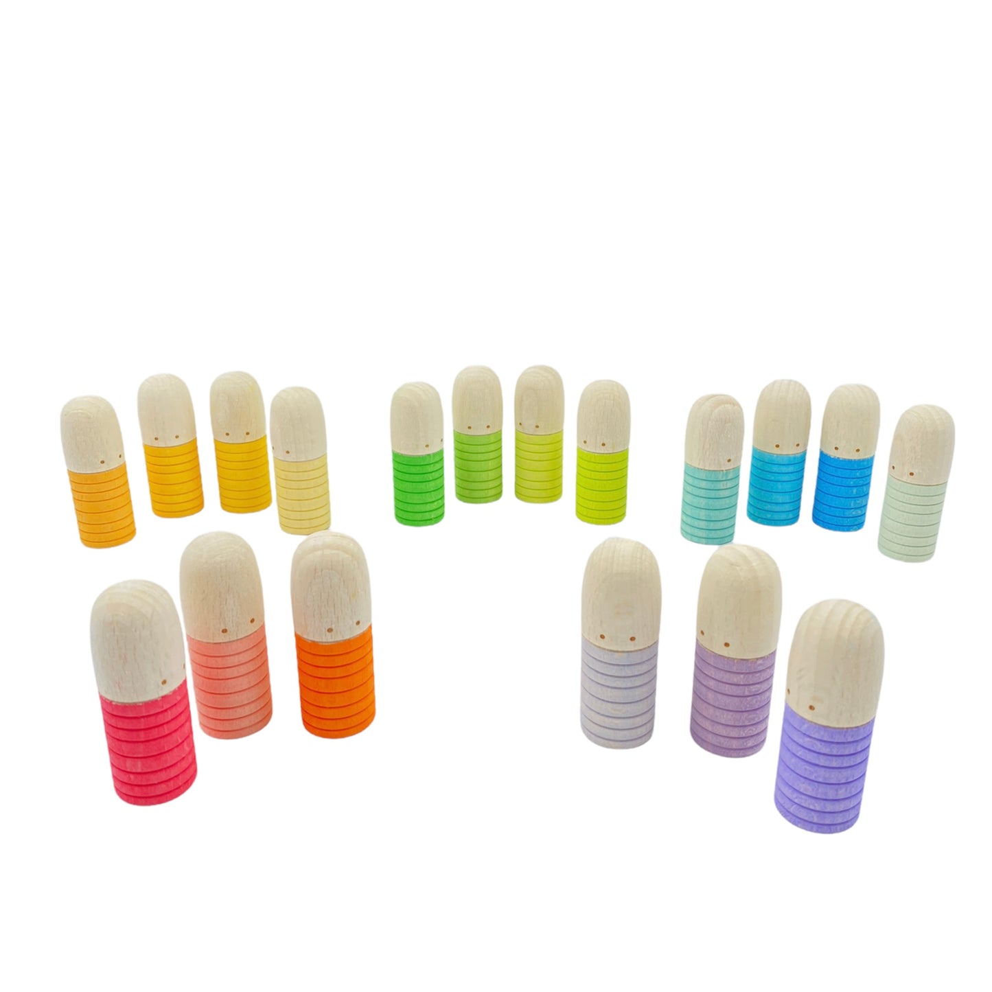 18 pcs stained wooden brots set