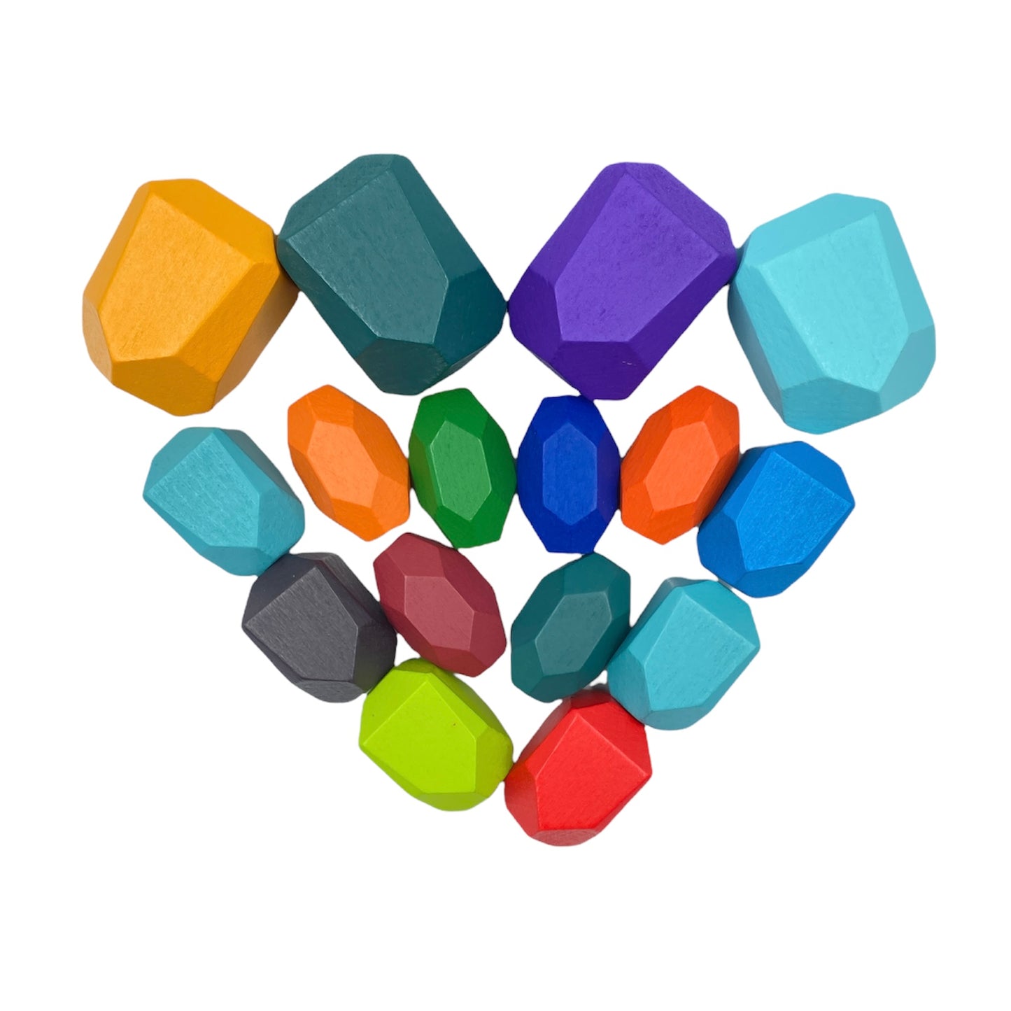 16 pcs wooden stone balancing stacking blocks in primary colors