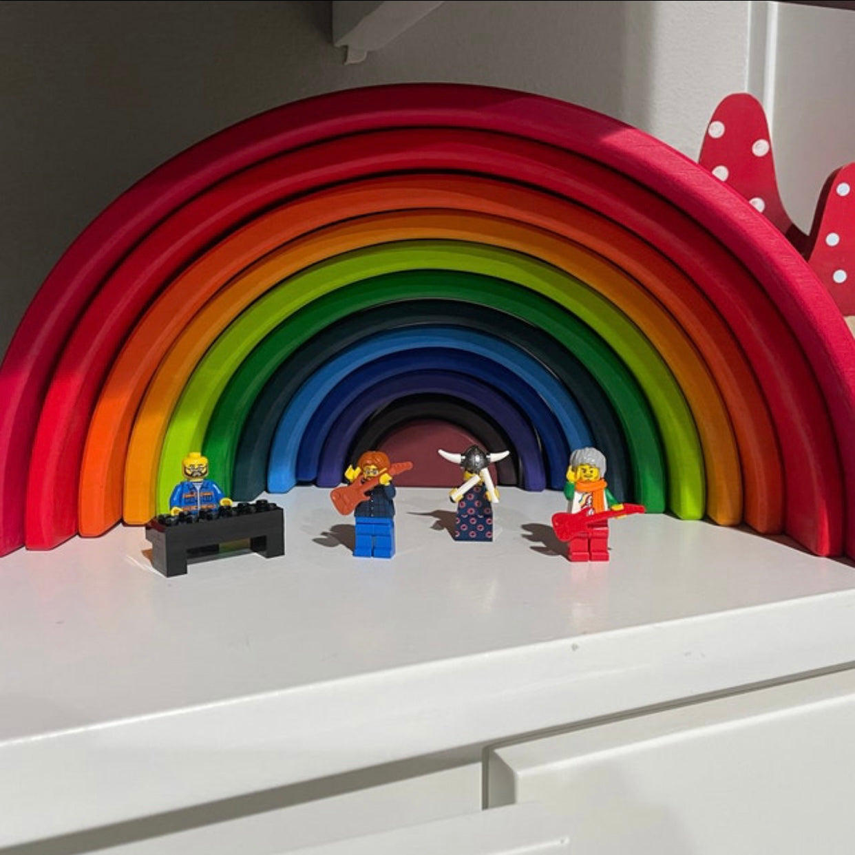 12 pcs large wooden rainbow stacking blocks in primary colors
