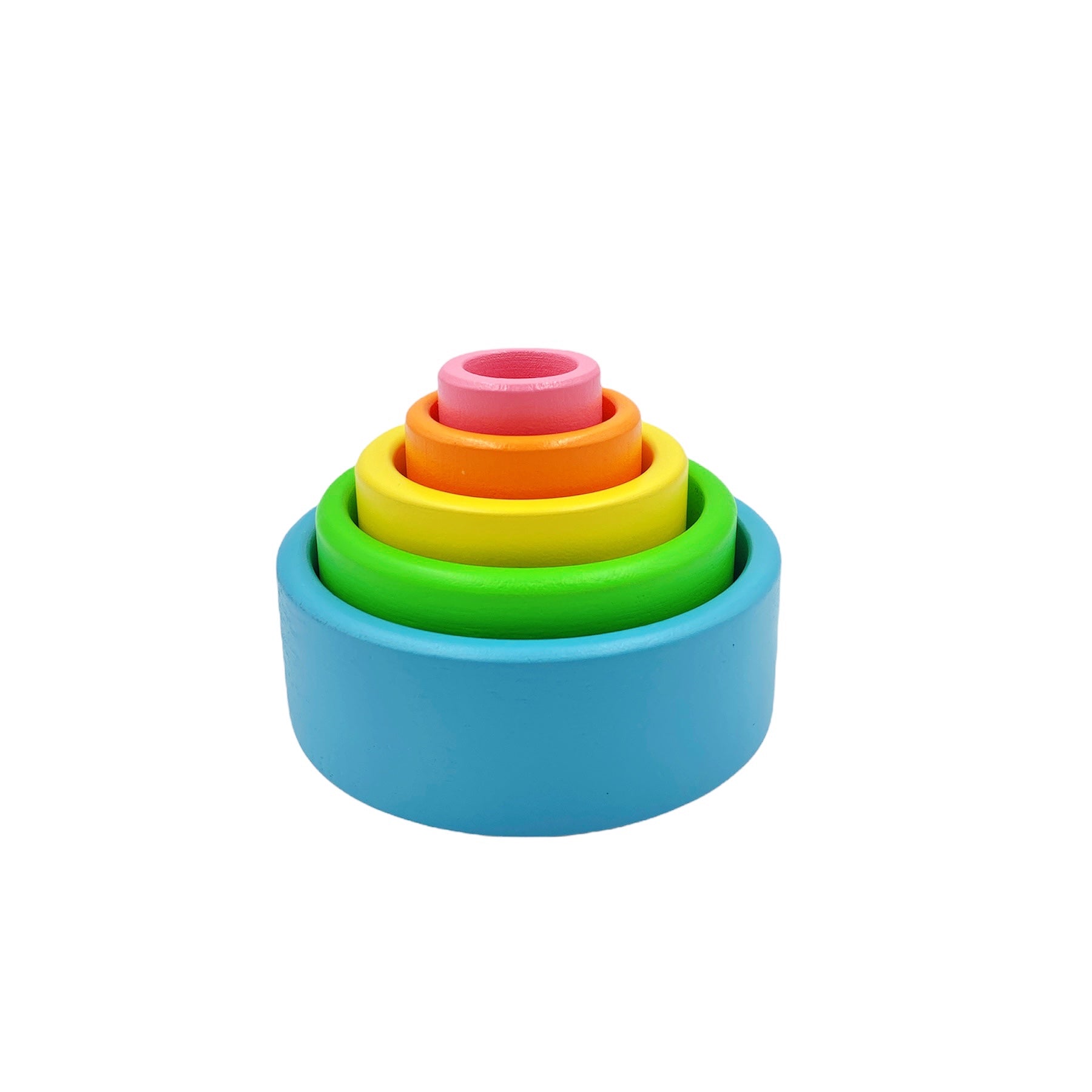 5-Piece Wooden Stacking & Nesting Cup Set – Pastel