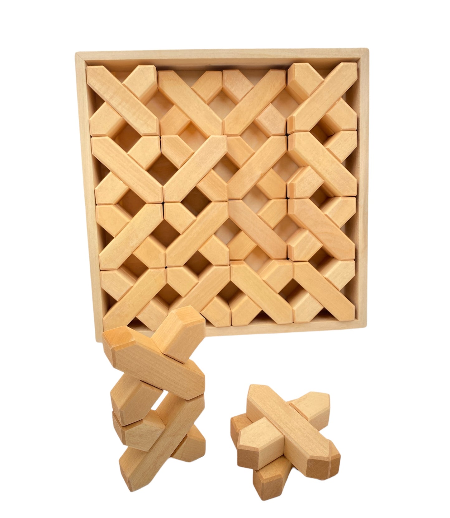 32 pcs x-shape blocks set with storage tray