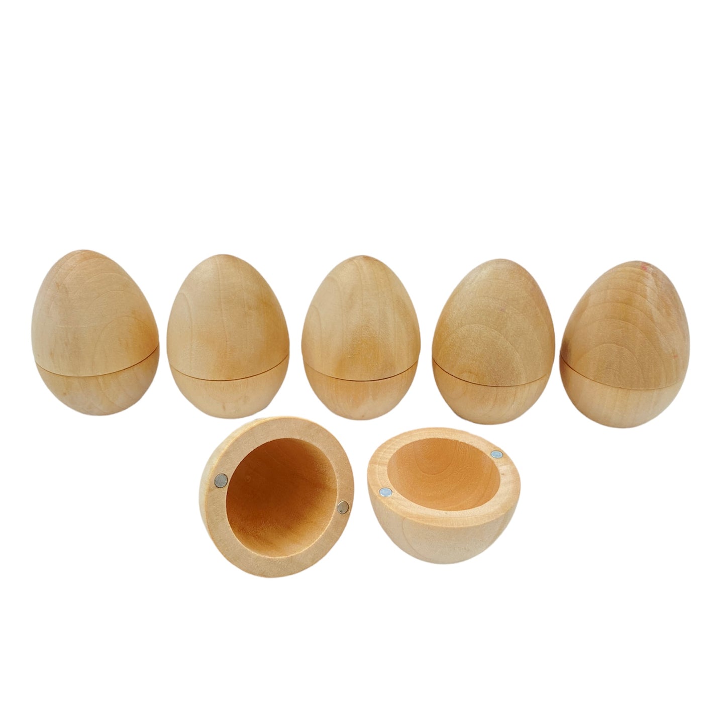 6 pcs magnetic natural wooden eggs