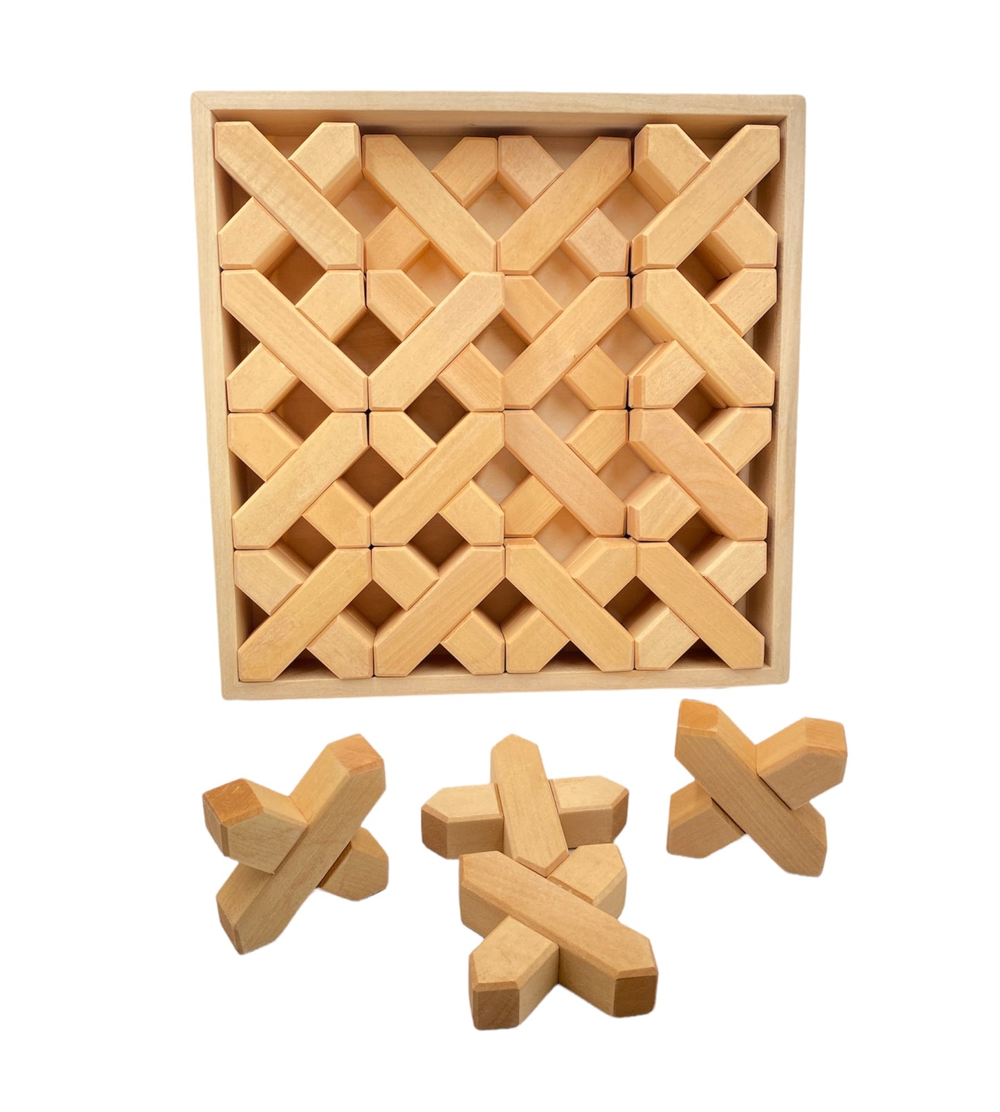 32 pcs x-shape blocks set with storage tray