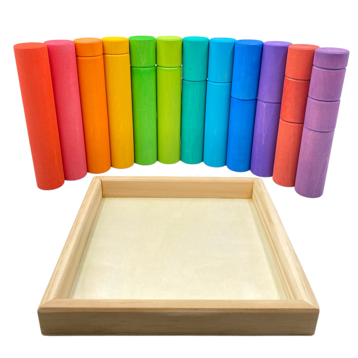 **pre-order (ships in 2-3 weeks)**25 pcs stained large building rollers rainbow with storage tray