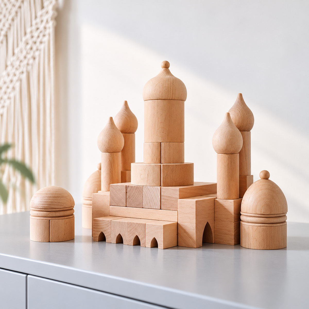 architectural wooden building blocks – roman colosseum & russian church natural beech wood building sets