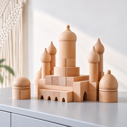 Architectural Wooden Building Blocks – Roman Colosseum & Russian Church Natural Beech Wood Building Sets