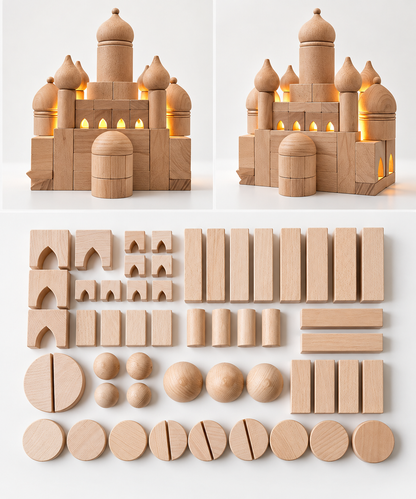 Architectural Wooden Building Blocks – Roman Colosseum & Russian Church Natural Beech Wood Building Sets