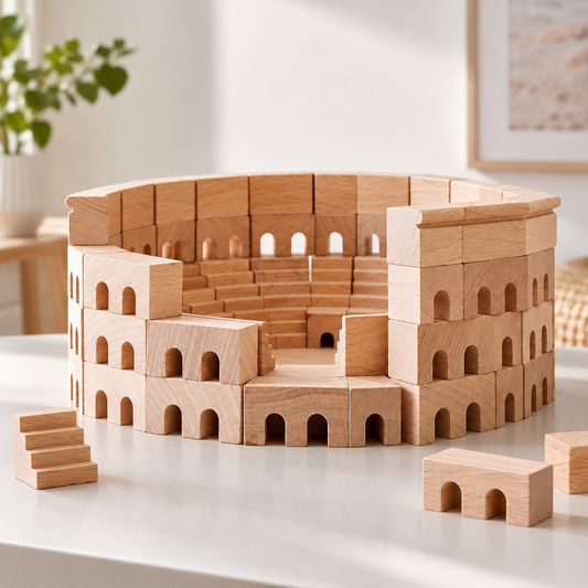 Architectural Wooden Building Blocks – Roman Colosseum & Russian Church Natural Beech Wood Building Sets