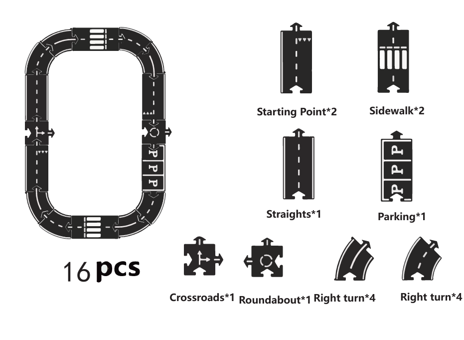 rubber roads play set