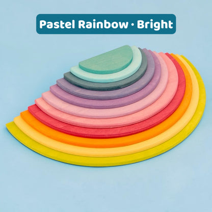 Upgraded Stained Basswood (Linden Wood) Rainbow Stackers & Building Boards | Classic & Pastel | Bright & Soft