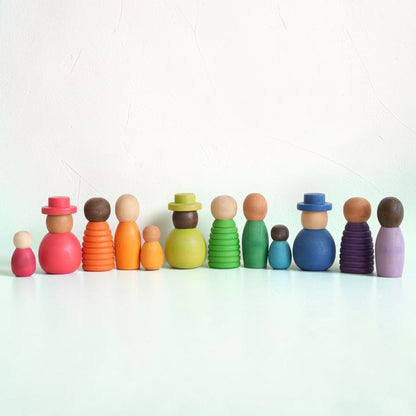 12 Pcs STAINED Wooden “Together” Peg Dolls Set
