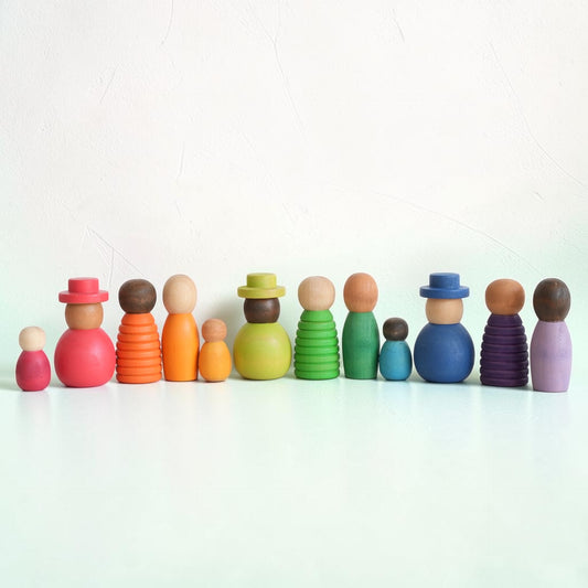 12 Pcs STAINED Wooden “Together” Peg Dolls Set