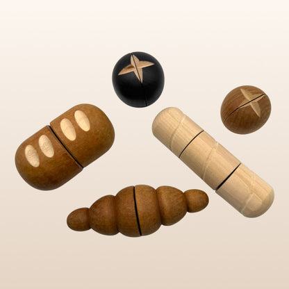 5-Piece Wooden Bread Play Food Set | Realistic Bakery Pretend Play Toy