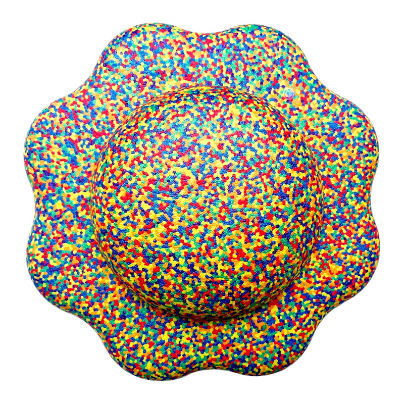 Flower-shaped Balance Board for Stepping Stones in Rainbow Confetti
