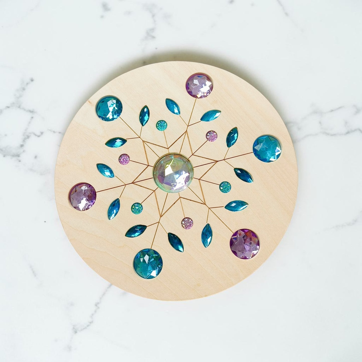 large gemmed wooden spinner board – acrylic crystal sensory toy | 5 designs