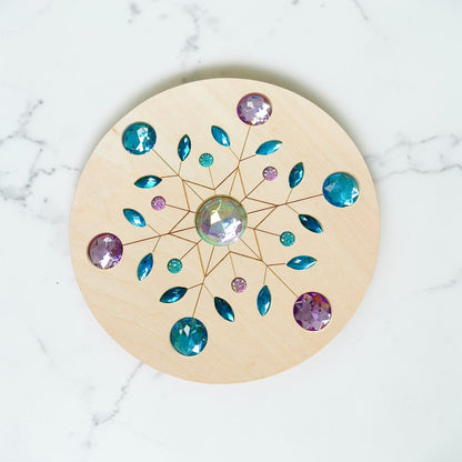 Large Gemmed Wooden Spinner Board – Acrylic Crystal Sensory Toy | 5 Designs