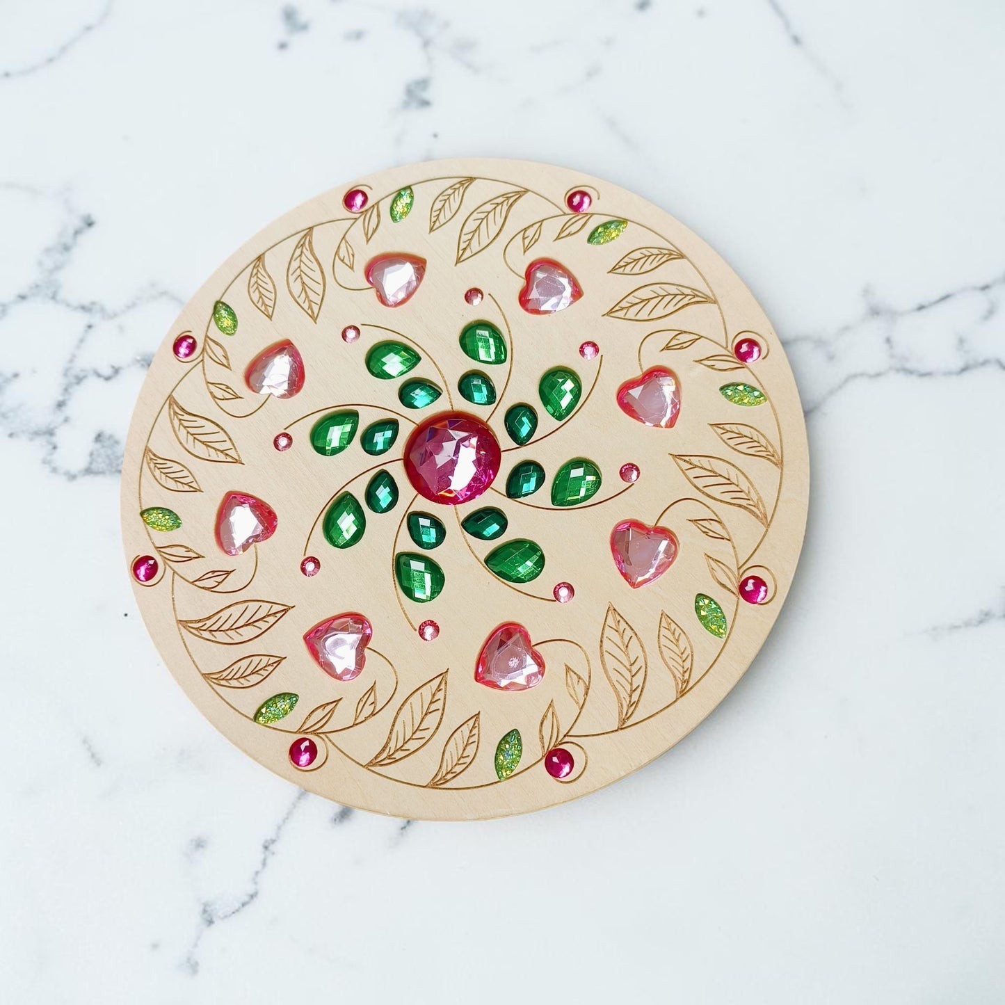 large gemmed wooden spinner board – acrylic crystal sensory toy | 5 designs
