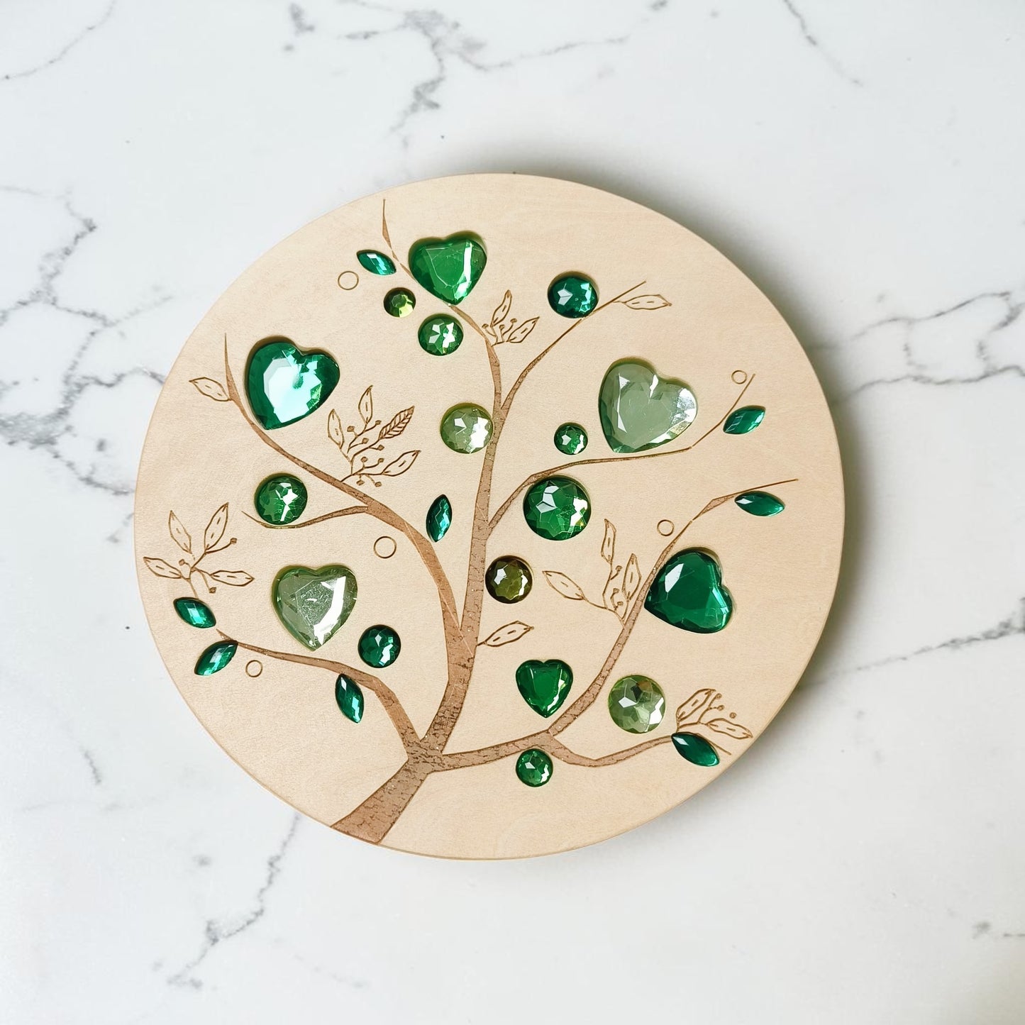large gemmed wooden spinner board – acrylic crystal sensory toy | 5 designs