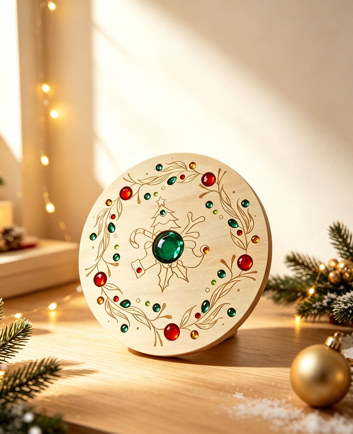 large gemmed wooden spinner board – acrylic crystal sensory toy | 6 designs