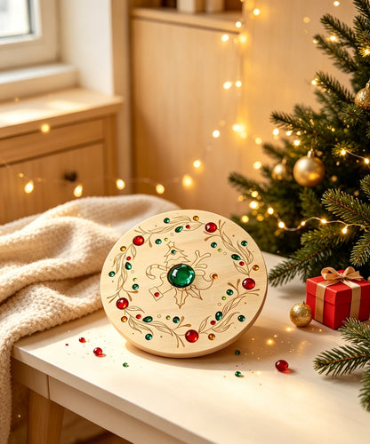 Large Gemmed Wooden Spinner Board – Acrylic Crystal Sensory Toy | 6 Designs
