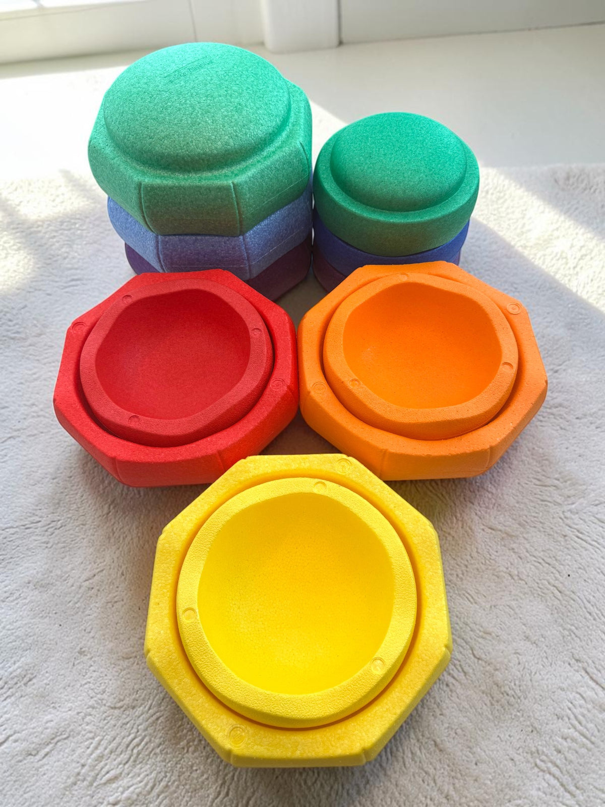 new small rainbow epp stepping stones – set of 6 lightweight balance stones