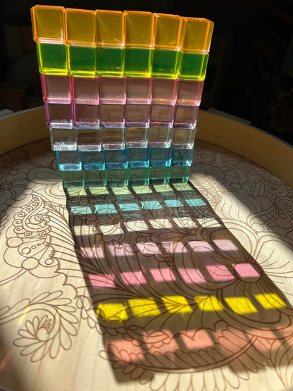 60 Pcs Crystal Clear Translucent Lucite Cubes Set in Pastel/Macaron Colors with Storage Tray